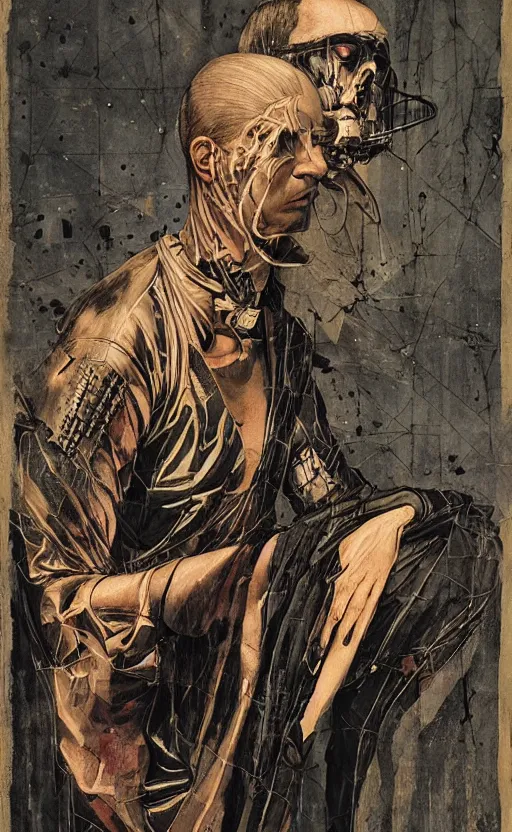 Prompt: friedrich hegel, eun emerging from renaissance italy into a cyberpunk mutiversal realm by conrad roset, nicola samuri, dino valls, m. w. kaluta, jakub rebelka, rule of thirds, seductive look, beautiful