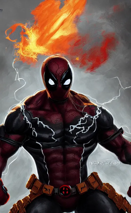 Image similar to venom as deadpool, dynamic lighting, photorealistic fantasy concept art, trending on art station, stunning visuals, terrifying, creative, cinematic