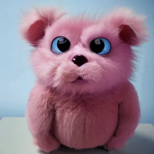 Image similar to photo of an obese giant hairless furby that has been completely shaved and had pinkish skin