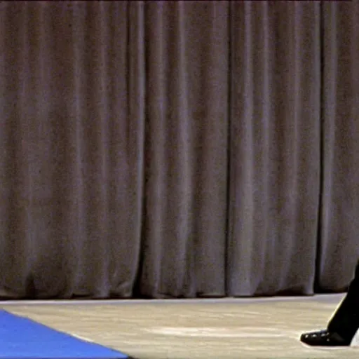 Image similar to steve jobs doing a cartwheel at a keynote