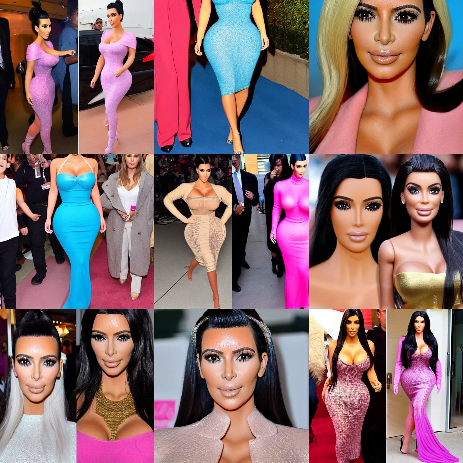 Prompt: kim kardashian cosplaying as barbie