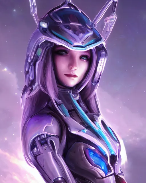 Image similar to perfect android girl on a mothership, warframe armor, beautiful face, scifi, futuristic, galaxy, nebula, bae suzy, dreamy, long white hair!!!, blue cyborg eyes, sharp focus, cinematic lighting, highly detailed, artstation, divine, by gauthier leblanc, kazuya takahashi, huifeng huang