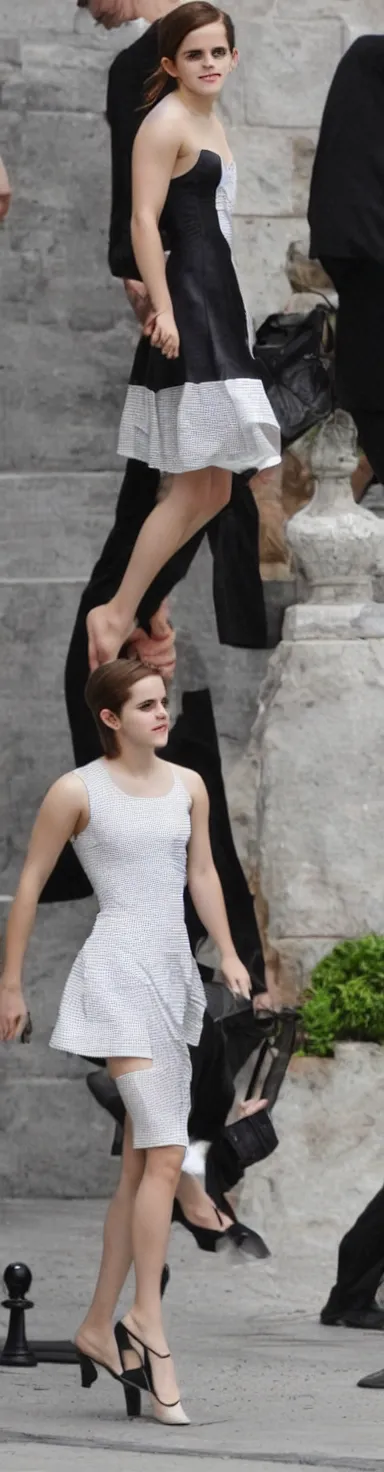 Prompt: emma watson wearing a chess dress