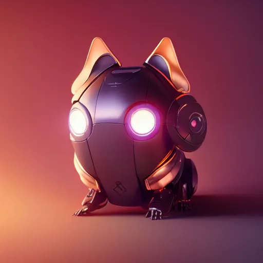 Image similar to product photo of a futuristic stylized pet robot by artgerm and greg rutkowski and alphonse mucha, zaha hadid, kitten puppy teddy mix, super cute, awww, volumetric light, detailed, octane render, midsommar