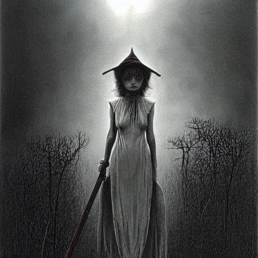 Image similar to little Witch Academia by zdzisław beksiński