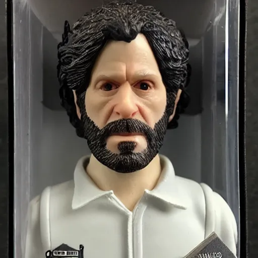 Image similar to black series action figure of charlie kaufman, still in package, pristine, highly detailed toy