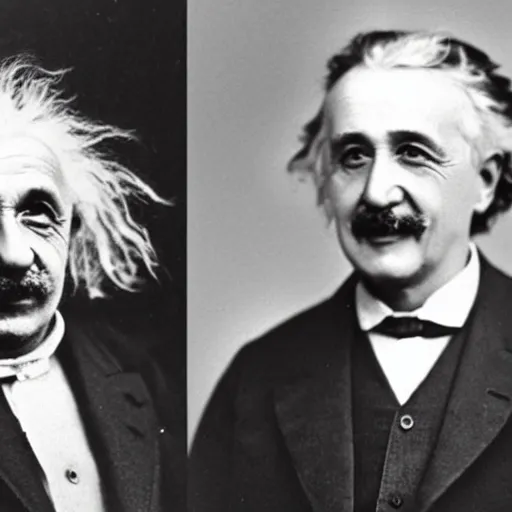 Prompt: vintage photo of Einstein and Thomas Alva Edison