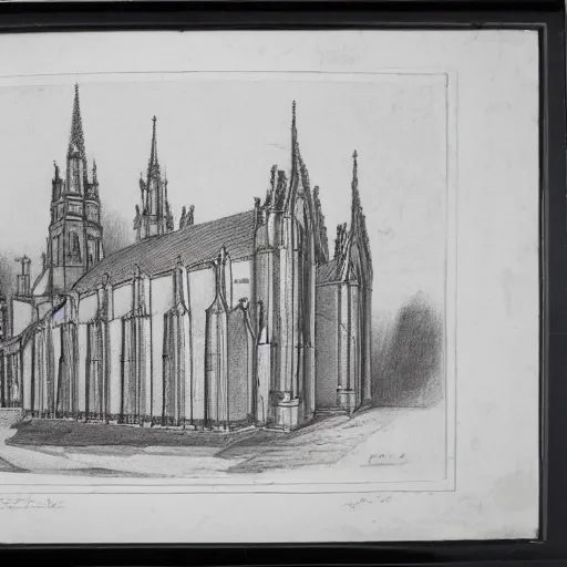 Image similar to claude nicolas ledoux drawing of gigantic church
