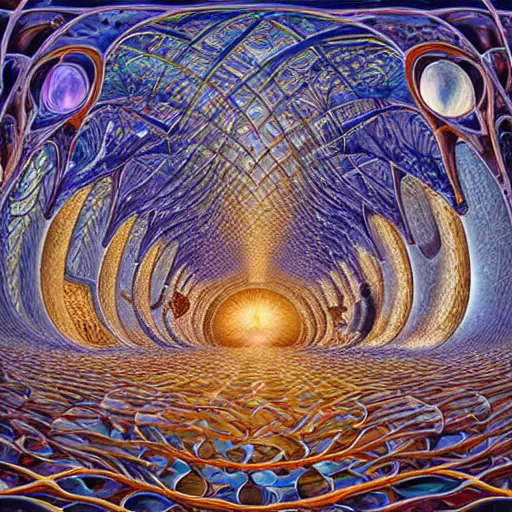 Prompt: art by john stephens, antoni gaudi, rob gonsalves, alex grey