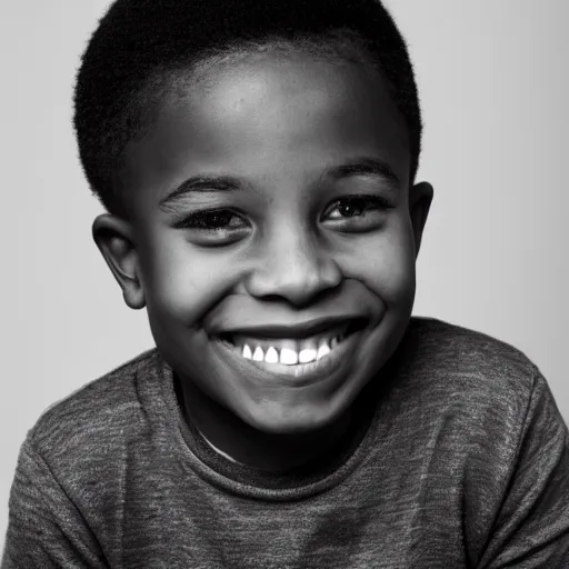 Image similar to photo of a black boy smiling, studio portrait