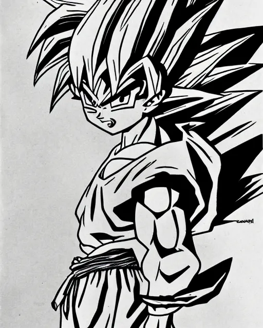 Image similar to goku from dragon ball, sketch by glen keane and jin kim and aaron blaise, black and white illustration, concept art, disney