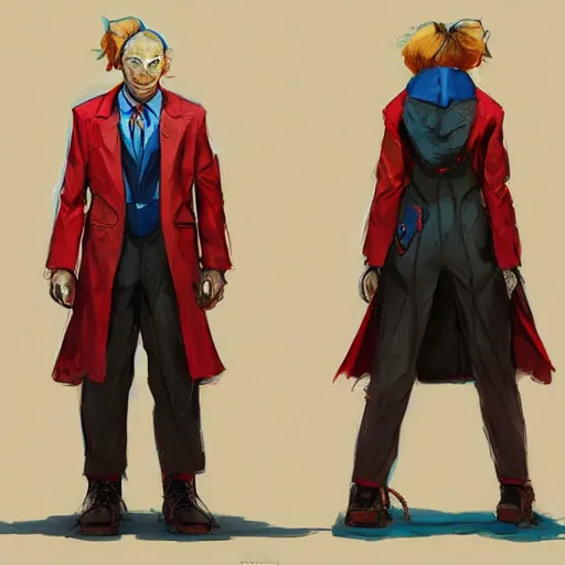 Image similar to vivid colors, character sheet, fine details, front view, greg rutkowski, kim jung gi, human, suit vest, longcoat, androgynous, female