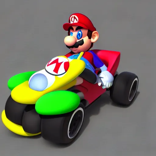 Image similar to President's in Mario kart, 3d render, concept art