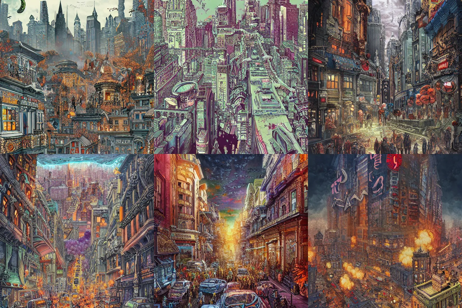 Prompt: a big metropolitan city but it is invaded by zombies, detailed intricate ink illustration, heavenly atmosphere, detailed illustration, digital art, overdetailed art, complementing colors, trending on artstation, Cgstudio, the most beautiful image ever created, dramatic, subtle details, illustration painting, vibrant colors, 8K, award winning artwork, high quality printing, fine art, intricate, epic lighting, very very very very beautiful scenery, 8k resolution, digital painting, sharp focus, professional art, atmospheric environment, 8k ultra hd, artstationHD, hyper detailed, elegant, cinematic, awe inspiring, beautiful, high view