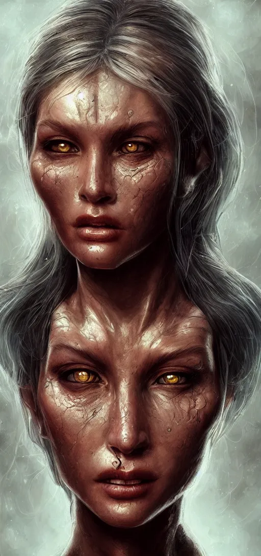 Image similar to realistic detailed portrait of the half alien women, dynamic lighting, photorealistic fantasy concept art, trending on art station, stunning visuals, creative, cinematic, ultra detailed