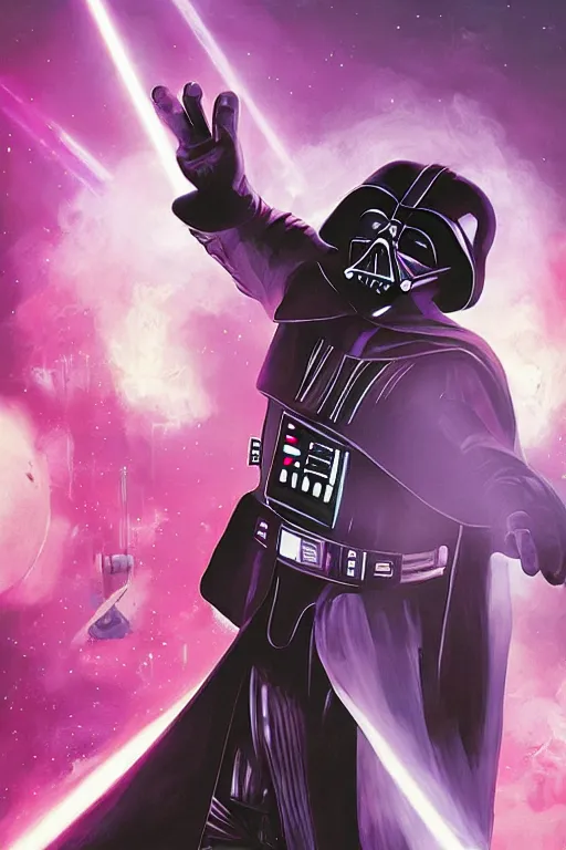 Prompt: the most amazing dream of science fiction darth vader dj spinning a turntable at an astronaut stormtrooper dance party rave, craig mullins, dan mumford, moebius, hd, vibrant color, high contrast, digital illustration