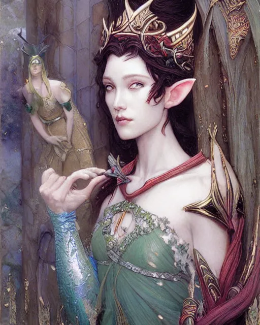 Image similar to a beautiful elf queen by Edgar Maxence and Ross Tran and Michael Whelan