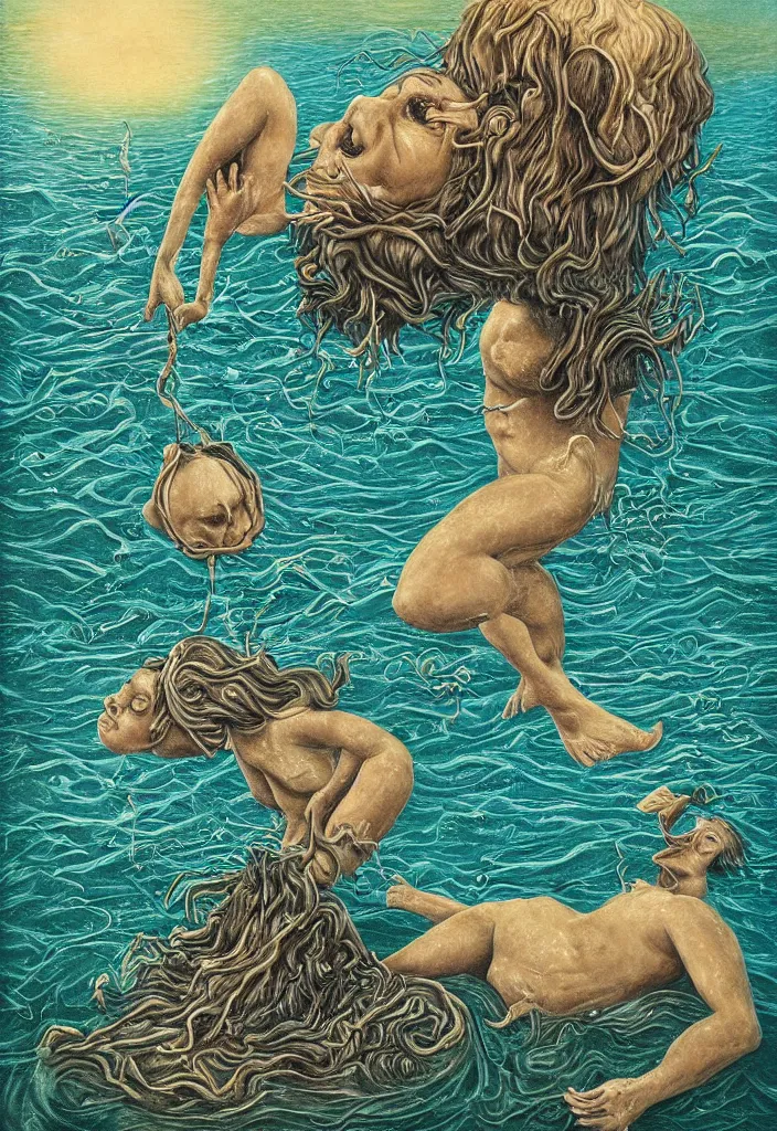 Image similar to highly detailed surrealist art about drowning slowly