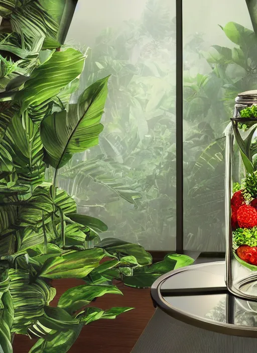 Prompt: a jungle, inside a glass jar, photo realistic, studio lighting