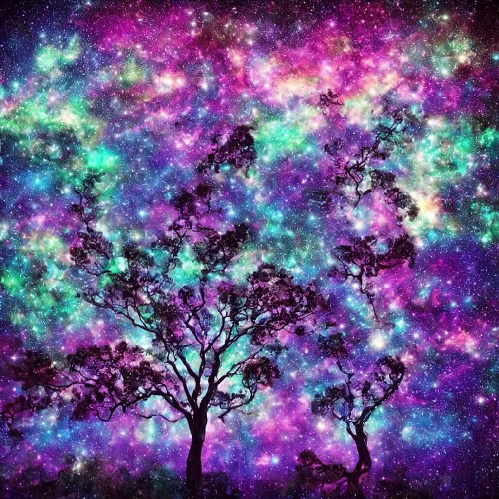 Prompt: magical trees of life in the galaxy 🌌