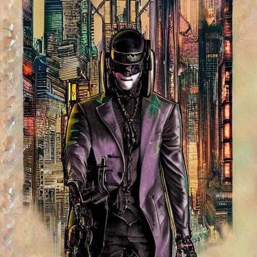 Prompt: cyberpunk Gotham city Victorian art