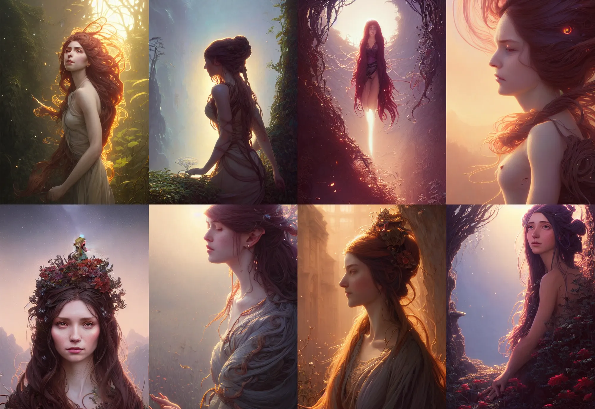 Image similar to highly detailed portrait of a woman with long hairs, stephen bliss, unreal engine, fantasy art by greg rutkowski, loish, rhads, ferdinand knab, makoto shinkai and lois van baarle, ilya kuvshinov, rossdraws, tom bagshaw, alphonse mucha, global illumination, radiant light, detailed and intricate environment