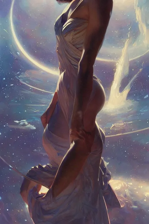 Image similar to space, buddhism, taoism, futurism, painting by greg rutkowski, j. c. leyendecker, artgerm