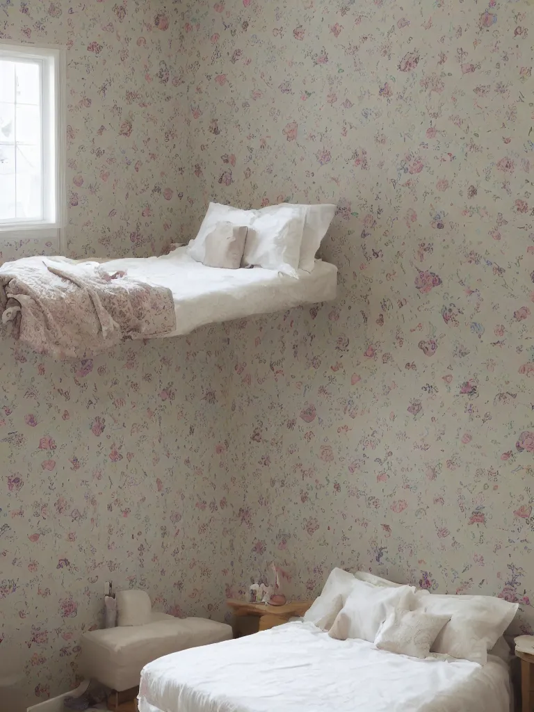 Image similar to wallpapered bedroom by disney concept artists, blunt borders, rule of thirds