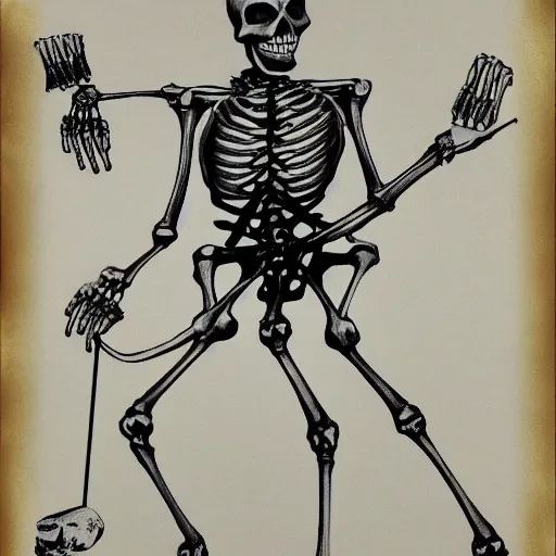 Prompt: x - ray skeleton playing golf. gothic
