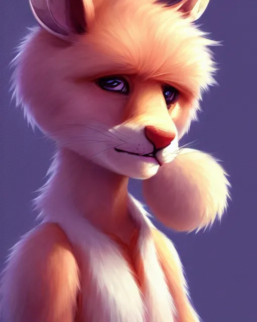 Image similar to character concept art of a cute young male anthropomorphic furry | | adorable, nuzzlesome, wigglesome, key visual, realistic shaded perfect face, fine details by stanley artgerm lau, wlop, rossdraws, james jean, andrei riabovitchev, marc simonetti, and sakimichan, trending on weasyl