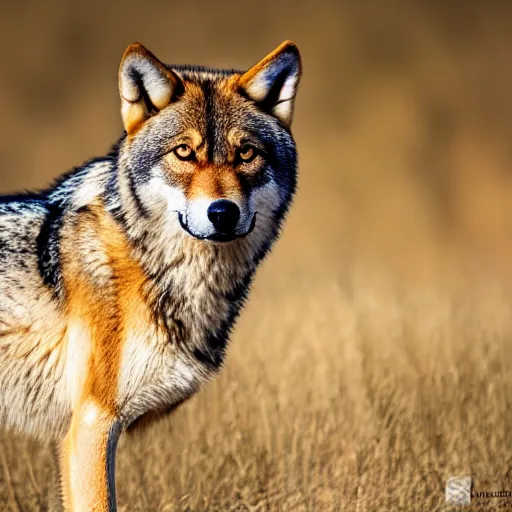 Prompt: professional photograph of a brown and peanut - colored wolf, high quality, hd, 8 k, 4 k, magnificent, award - winning, nature, nature photography, awe - inspiring, highly detailed, amazing