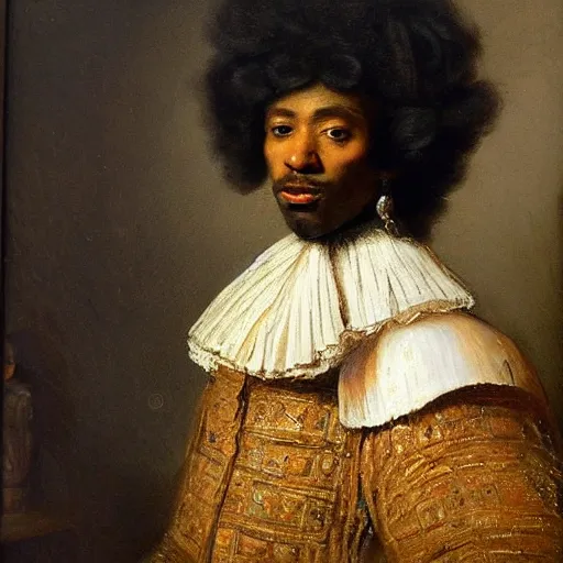 Prompt: french - black - royalty as part of the 1 8 th century aristocracy, looking regal and classic, strong male - patriarchy painted by rembrandt