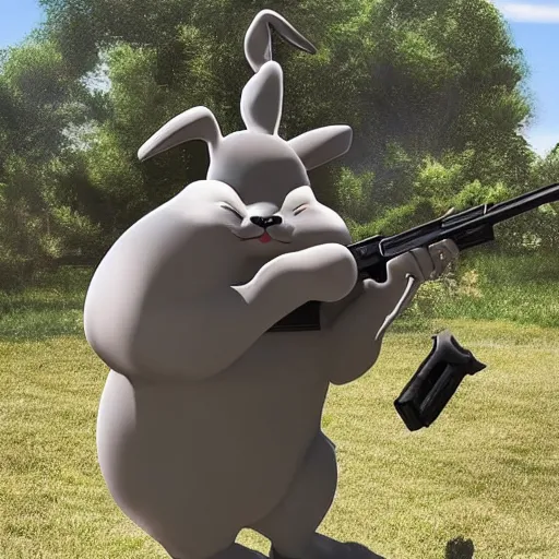 Image similar to “Big chungus with a gun”