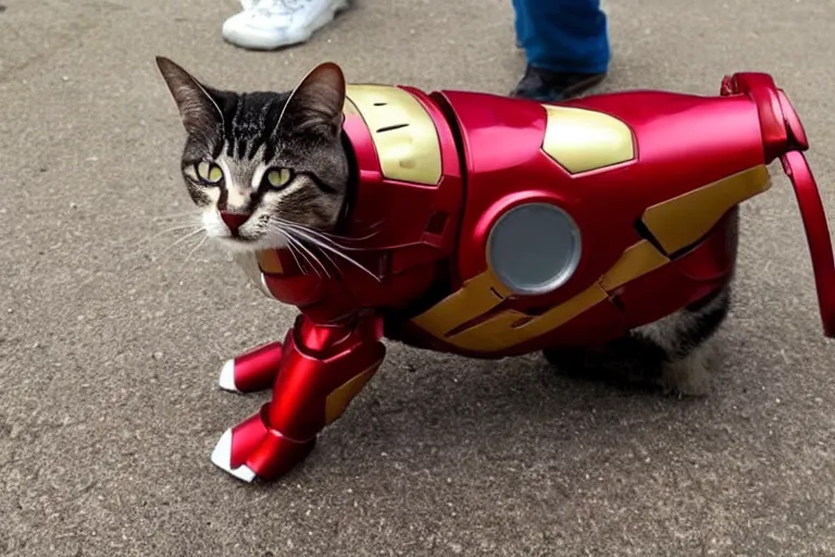 Prompt: cat in an iron man suit