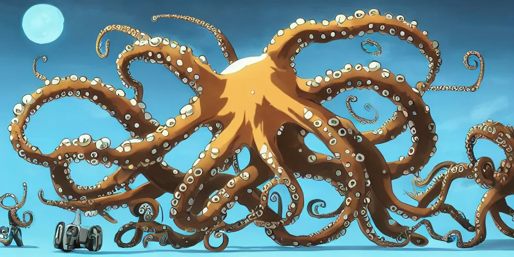 Image similar to character design, concept art, portal octopus, unreal engine, by studio ghibli,