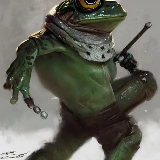 Image similar to frog wearing hockey uniform, intricate, sharp focus, illustration, highly detailed, digital painting, concept art, matte, art by ruan jia and wlop and greg rutkowski, masterpiece