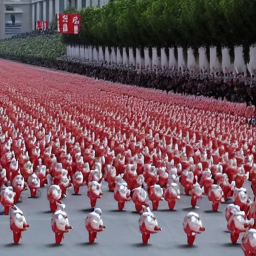 Image similar to the running of the kim jong - un dolls in pamplona