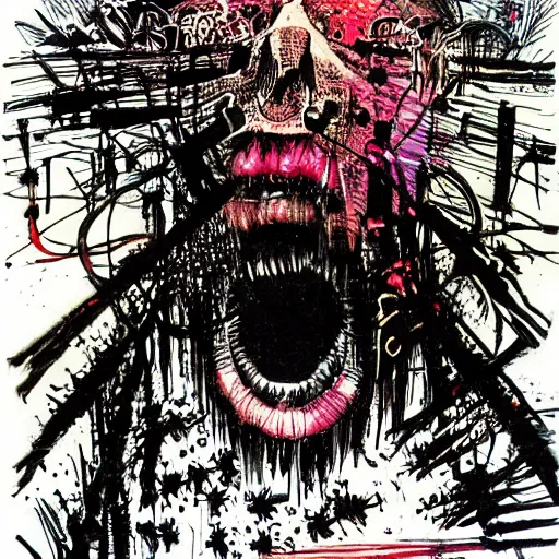 Prompt: rave by ralph steadman