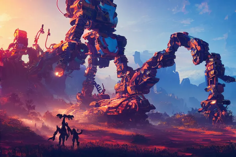 Image similar to scorcher machine mecanical creature robot of horizon forbidden west horizon zero dawn radiating a glowing aura global illumination ray tracing hdr fanart arstation by ian pesty and alena aenami artworks in 4 k