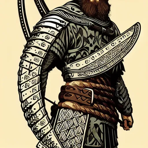 Prompt: Viking warrior illustration, vector art style, medium shot, intricate, elegant, highly detailed, digital art, ffffound, art by JC Leyendecker and sachin teng