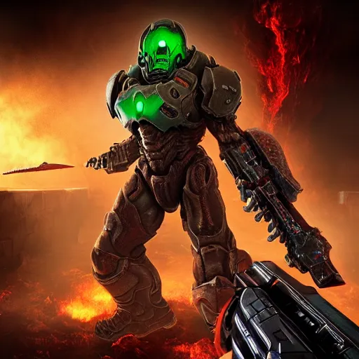 Image similar to doom slayer from doom eternal, photography