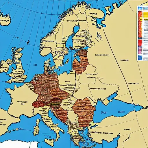 Prompt: map of europe showing the exports of each country as a realistic picture