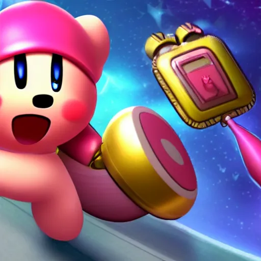 Image similar to kirby with human arms, video game