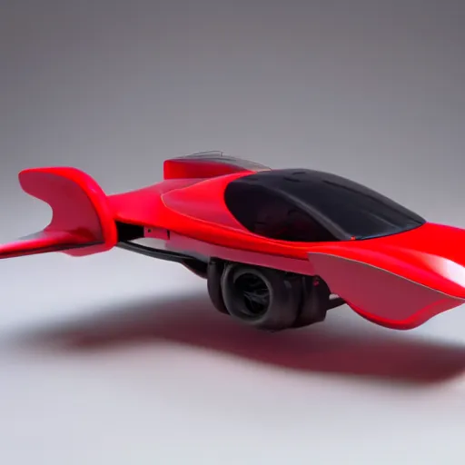 Prompt: futuristic red sporty electric flying hovercar 35mm 8k product photo