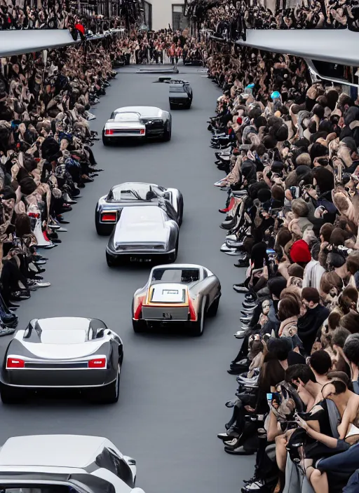 Prompt: hyperrealistic and heavy detailed balenciaga runway show of cars, leica sl 2 5 0 mm, vivid color, high quality, high textured, real life