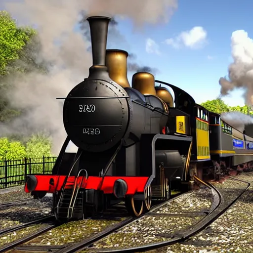 Image similar to a steam engine train at a station platform, highly detailed, photorealistic portrait, bright studio setting, studio lighting, crisp quality and light reflections, unreal engine 5 quality render