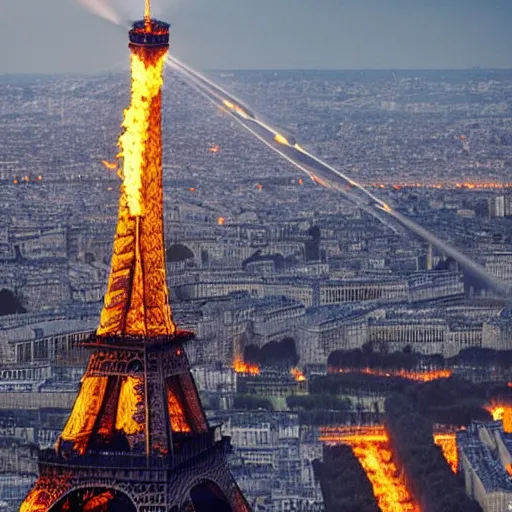 Image similar to eiffel tower on fire