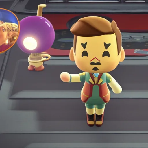 Prompt: Film still of Tony Stark, from Animal Crossing: New Horizons (2020 video game)