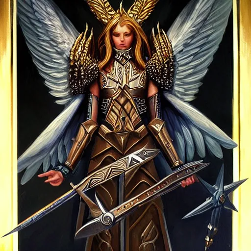 Image similar to portrait painting of a fallen angel paladin, sharp focus, high symmetry, award - winning, trending on artstation, masterpiece, highly detailed, intricate. art by terese nielsen