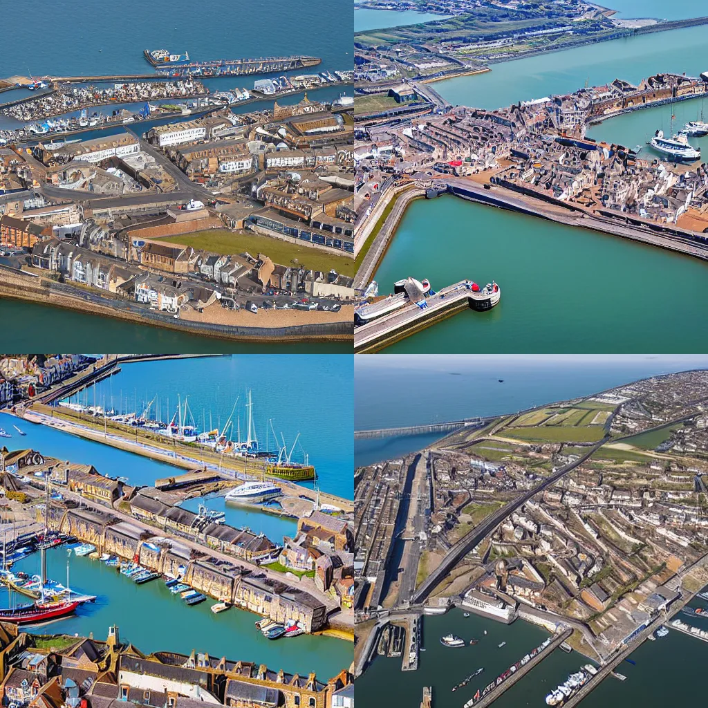 Prompt: Aerial photo of Ramsgate harbour